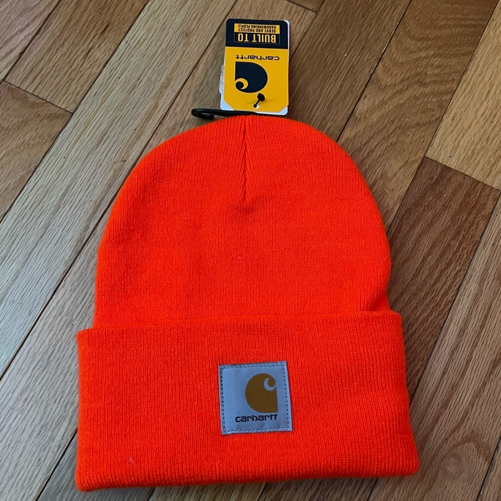 CARHARTT MENS ORANGE BEANIE ONE SIZE